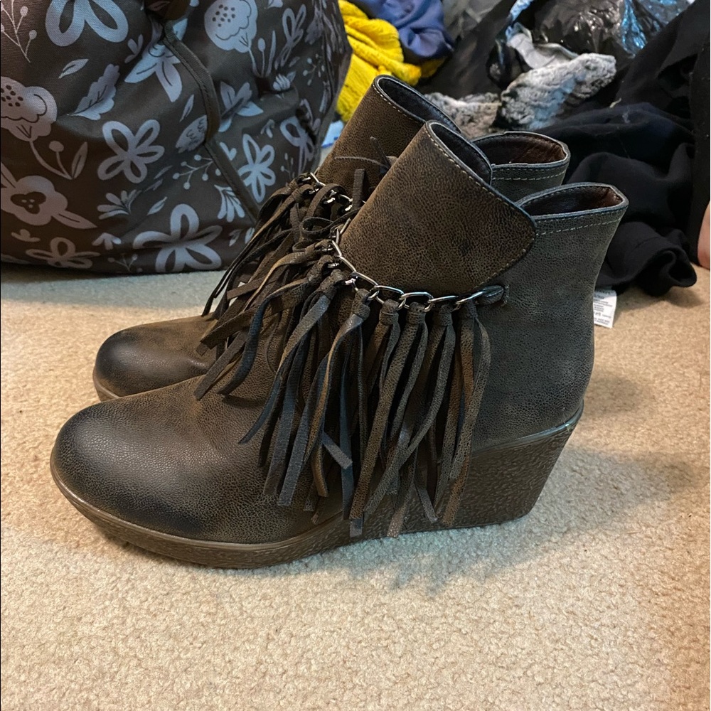 Boho fringe booties